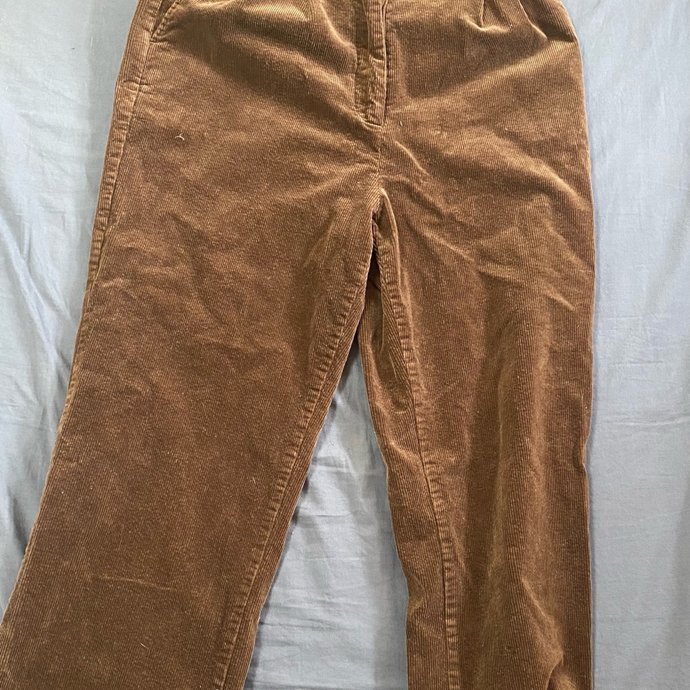 Crescent Tianna Pleated Corduroy Trousers in Brown - Size L